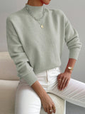 Ivy Mock Roll Neck Relaxed Fit Jumper with Ribbed Cuffs - front view