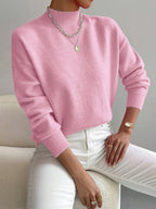 Ivy Mock Roll Neck Relaxed Fit Jumper with Ribbed Cuffs - view 3
