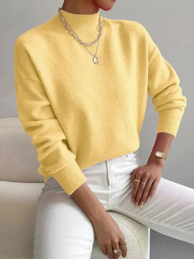 Ivy Mock Roll Neck Relaxed Fit Jumper with Ribbed Cuffs - view 4