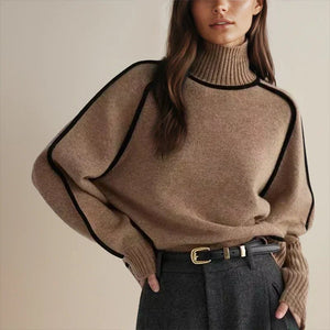 Charlotte | Oversized Colorblock Turtleneck Sweater with Ribbed Collar, Cozy Winter Knit oaklynwear