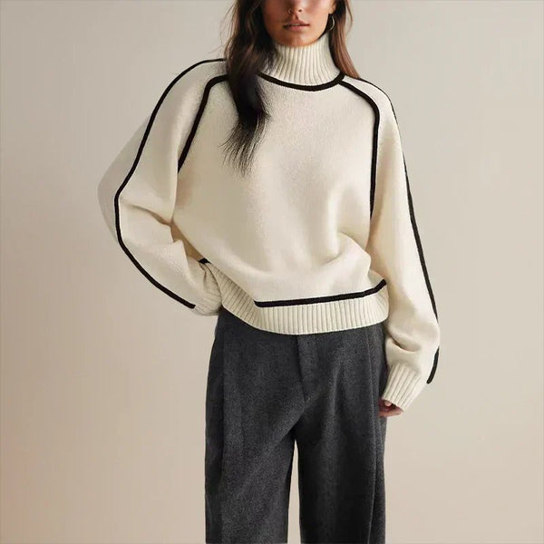 Charlotte | Oversized Colorblock Turtleneck Sweater with Ribbed Collar, Cozy Winter Knit oaklynwear