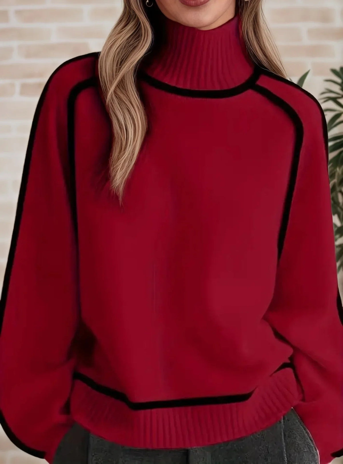 Ava Oversized Colourblock Roll Neck Jumper - view 5