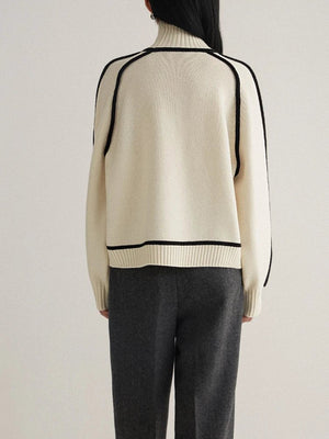 Charlotte | Oversized Colorblock Turtleneck Sweater with Ribbed Collar, Cozy Winter Knit oaklynwear